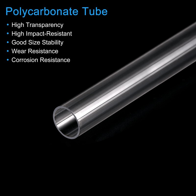 sourcing map Plastic Pipe Rigid Polycarbonate Round Tube Clear 0.4"(10mm)