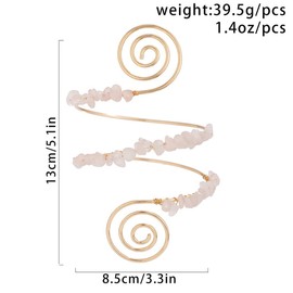 Jascatin African Tribal Crushed Stone Arm Bracelet Armband Arm Cuff Layerd Arm Chain Spiral Line Upper Open Arm Bracelets for Women (Pink)