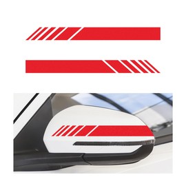 KVAEY 2 PCS Car Rear View Mirror Stickers, Automotive Anti-Collision Side Mirror Stripes Decals, Side Rear View Mirror Reflective Graphics for Vehicle, Exterior Car Accessories (Red)