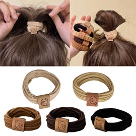 WISHNYMPH Girl Headwear,5 Pcs Elastic Scrunchies Simple Hair Tie Bear Hair Rings Enchanting Simple Hair Tie Hair Rope for Girls