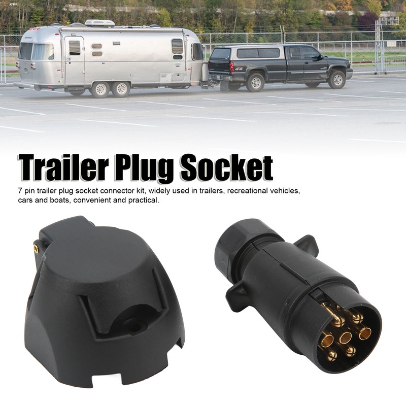 7 Pin Trailer Plug Socket with Gasket Bracket Kit Wiring