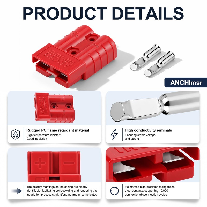 50Amp Power Connector Plug 50A Quick Connect Disconnect 600 V