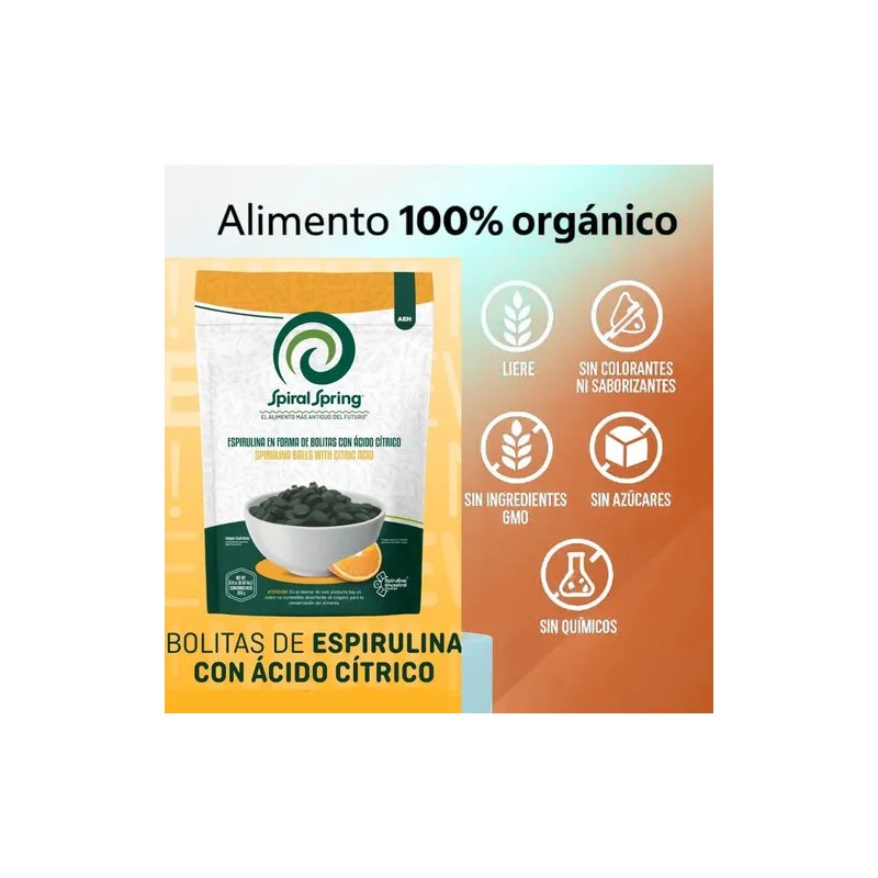 Alga Spirulina Máxima Vegan Kosher Acido Cítrico(vitamina C)