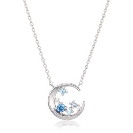Bloom 0772-1565-0019-0000 Silver Rhodium Plated Cubic Zirconia Moon Necklace, Sterling Silver, Cubic Zirconia