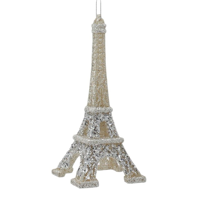 Light Gold and Silver Eiffel Tower Ornaments, 2 Assorted