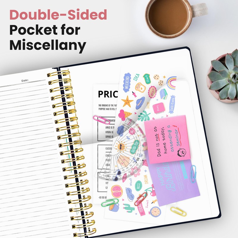 Taja Spiral Notebooks for Work 5 Subject Notebook with Removable