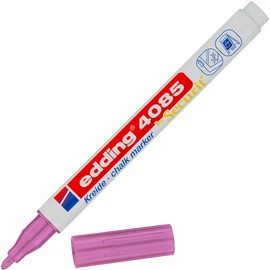 edding 4085 Chalk Marker – Pink Metallic – 1 Chalk Pen – Round Tip 1-2 mm – Thin Chalk Pen for Blackboard, Wipeable – for Writing on Windows, Glass, Mirrors – Blackboard Pen with Opaque Colours