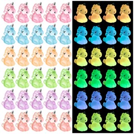 HFAYDZSW 60 piezas de mini unicornio luminoso de resina, cifras de unicornio en miniatura, que brillan en la oscuridad, adorno de unicornio pequeño para jardín, paisaje, acuario, casa de muñecas,