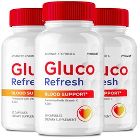 Vitavault Gluco Refresh Capsules, GlucoRefresh Support Supplement Pills - Maximum Strength, Gluco Refresh Health & Wellness Capsules, GlucoRefresh All Natural Formula Pills Reviews (3 Pack)