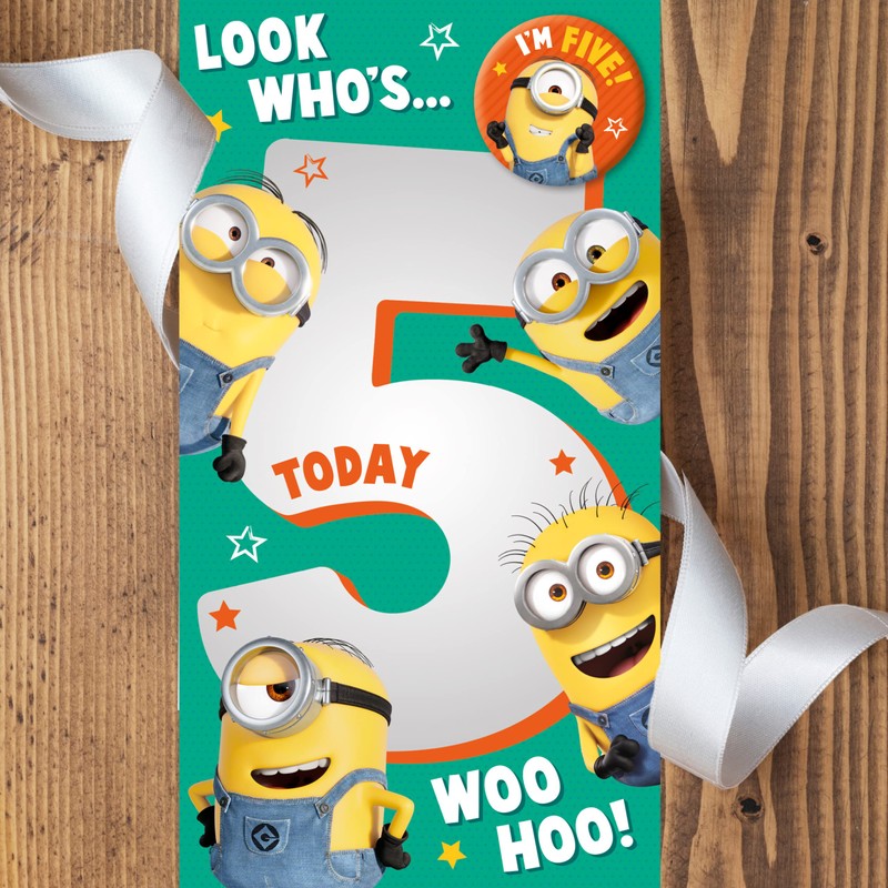 Danilo Cards Age 5 Minions Card, Happy 5th Birthday Card,9