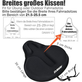 Daway C6 Comfortable Bicycle Saddle Cover with Foam Gel Padding, black