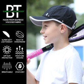 SAAKA Lightweight, Performance Hat for Kids and Youth. Premium Packaging. Quick Drying, Protects from The Sun. (Black)