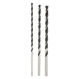 kwb 3-Piece Wood Drill Bit Set, 6 mm, 8 mm, 10 mm (Long Arbor Drill Bit for Wood)