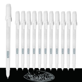 Dacono White Pen, 12 Pcs 0.8mm Extra Fine Point, White Gel Ink Pens for Artists, White Gel Pen, White Ink Pen, White Pen for Art, White Pens for Black Paper, White Drawing Pens