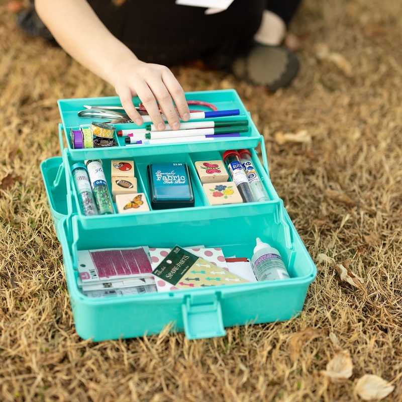 Everything Mary 3-Layer Storage Box, Aqua - Foldable & Portable