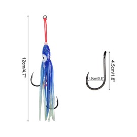 Squid Skirt Bait Hooks, 5 Pieces Octopus Jigs Swimbait Set with Barbed Hooks and Luminous Squid Skirt Bait for Sea Fishing in Saltwater