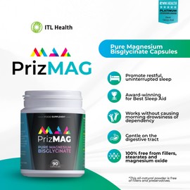 PrizMAG by ITL Health Vegan Magnesium Bisglycinate Capsules - 90ct - Digestive Health & Sleep Support Formula | High Absorption | No Fillers or Stearates | Magnesium Oxide Free (90 Caps)