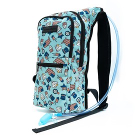 Kandies World Reflective Festival Hydration Pack - 2L Water Bladder for Raves, Hiking, Biking, Running, and More (Multi-Pocket Design) (USA)