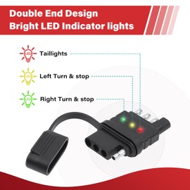 GZZTORES 4 Pin Trailer Connector Tester Double End Design Trailer Wiring Circuit Tester 4 Way Male and Female Trailer Plug Light Trouble Shooter Car Accessories