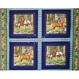 Vip Exclusive Horses Stallions Cotton Fabric Colts Mares Pillow Panels Quilt Top Squares BTY