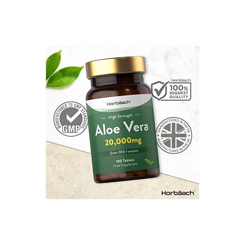 Aloe Vera Tablets | High Strength 20000mg | 180 Count