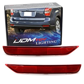 iJDMTOY Red Lens Rear Bumper Reflector Lenses Compatible With 2009-2018 Subaru Forester, OE-Spec LH RH Assembly