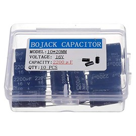 BOJACK 2200uF 16V 10 x 20 mm Capacitors 2200 MFD 16 Volt 0.39 x 0.79 Inch ± 20% Aluminium Electrolyte Capacitors (Pack of 10)
