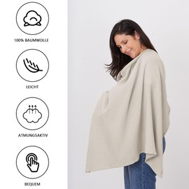 Nursing Cover Muslin Cotton Soft Breathable Breastfeeding Cover for Breastfeeding Multi Use Car Seat Stroller Cover (Khaki)