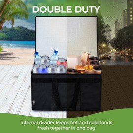 TRUE NORTH Insulated Food Delivery Bag w/Divider (23"x15"x14") - Uber Eats Food Warmer Bag - Pizza Bags For Delivery, Warming Bags For Food - Insulated Delivery Bags For Hot Food - Pizza Delivery Bag