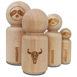Southwestern Style Tribal Bull Cow Skull Rubber Stamp for Stamping Crafting Planners - 1/2 Inch Mini