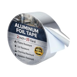 Bates- Aluminum Foil Tape, 2 Inch x 25 Yard, 3.6 Mil, HVAC Heat Tape for Ductwork, Dryer Vent, Air Conditioning, Furnace, Pipe Insulation, Waterproof, Flame, UV & Chemical Resistant