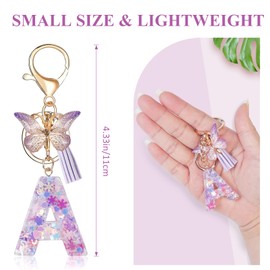 Fmeida Initial Letter Keychains for Women Cute Keychain with Tassel& Butterfly V