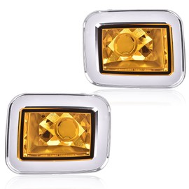 CNNELL Front Chrome Parking Signal Light Set Compatible with Hummer H2 2003 2004 2005 2006 2007 2008/Fit For Hummer H2 SUT 2005-2008 Left and Right Side Smoked Lens Chrome Housing 15060529 15060530