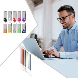 AreTop 32GB Flash Drive, Pack of 10 USB Drive, Portable Keychain Lanyard Thumb Drive for Date Storage, Jump Drive Colorful Multipack, USB2.0 USB Flash Drive 10 Pack(10 Pack 32GB, Mix-Colors)