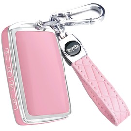 Key Fob Cover for Mazda CX5 with Keychain, Soft TPU Key Case Shell for 2022 2023 2024 Mazda 3 6 CX-5 CX-9 CX-30 CX-50 CX-90 MX-5 Miata CX-70 2025 Smart Key Protector (Pink)