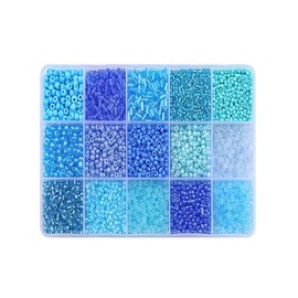 Boho Style Multicolor Ombre Glass Beads, 1 Box 15 Grids Glass Beads, Professional DIY Supplies for Necklace & Bracelet Making:_Pink_one-size