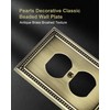 TREEWELL 6-Pack Duplex Outlet Cover Plate, Antique Brass Metal Wall