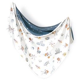 GRSSDER Baby Blankets Super Soft Jersey Knit Swaddle Blanket for Baby Girls and Boys, Double Layer Receiving Blankets 34 x 44 Inches, Extra Large for Baby Swaddling, Space