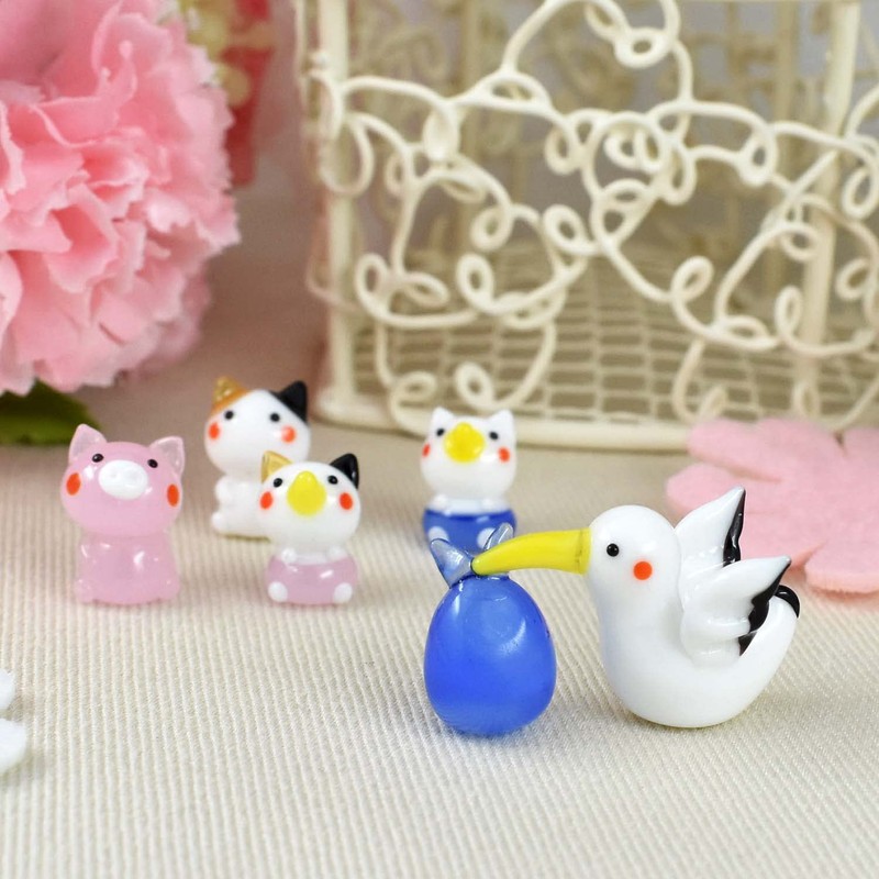 Four Cart Cute Handmade Glasswork Stork