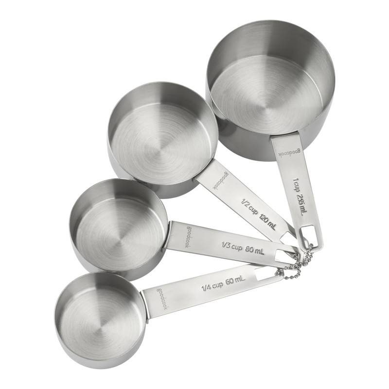 GoodCook Gourmet Measuring Cup Set, Stainless Steel 4-pc., 1/4, 1/3,