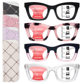 SIGVAN 4 Pack Progressive Multifocus Reading Glasses for Women Men Blue Light Blocking Spring Hinge Oprah Style Readers (4 Mix, 3.5)