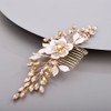 Chargances Gold Flower Crystal Hair Comb for Wedding Bridal Leaf
