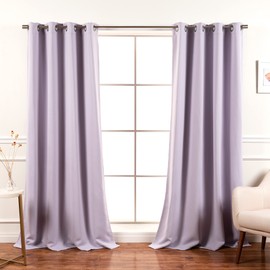 Best Home Fashion Thermal Insulated Blackout Curtains - Stainless Steel Nickel Grommet Top - Lilac - 52" W x 63" L - (Set of 2 Panels)