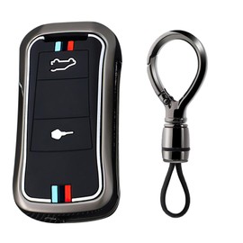 Ysbxitu Metal Car Key Case Protective Cover Fits for Cayenne GTS Panamera Carrera GT3 2002-2010 Key Case Key Fob (2 Buttons Black)