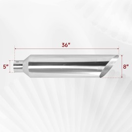 FGJQEFG 5 Inch Inlet 8 Inch Outlet Polished Stainless Steel Miter Cut Diesel Exhaust Stack Diesel Exhaust Tip(Stack Smokers 5" ID Inlet 36" Long)