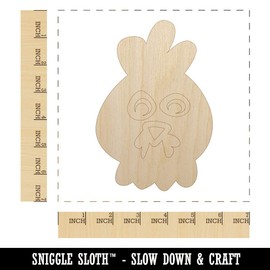 Chicken Rooster Face Doodle Unfinished Wood Shape Piece Cutout for DIY Craft Projects - 1/8 Inch Thick - 6.25 Inch Size