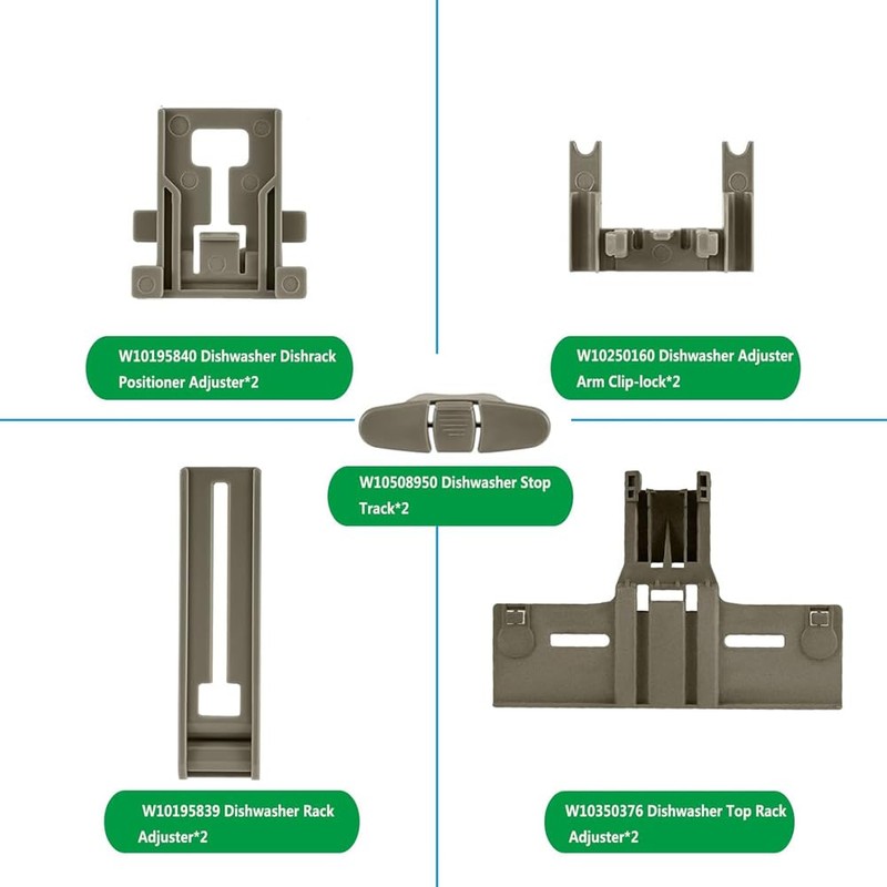 SEIWEI W10350376 Dishwasher Top Rack Adjuster Replacement Part Set Pack