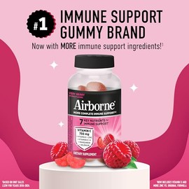 Airborne 750mg Vitamin C Gummies For Adults, Immune Support Supplement with Powerful Antioxidants Vitamins C & E - 42 Gummies, Very Berry Flavor