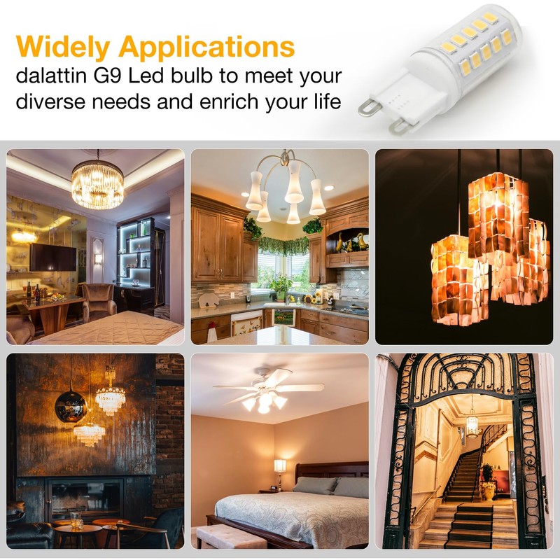 dalattin G9 LED Light Bulbs, 3000K Warm White G9 Base