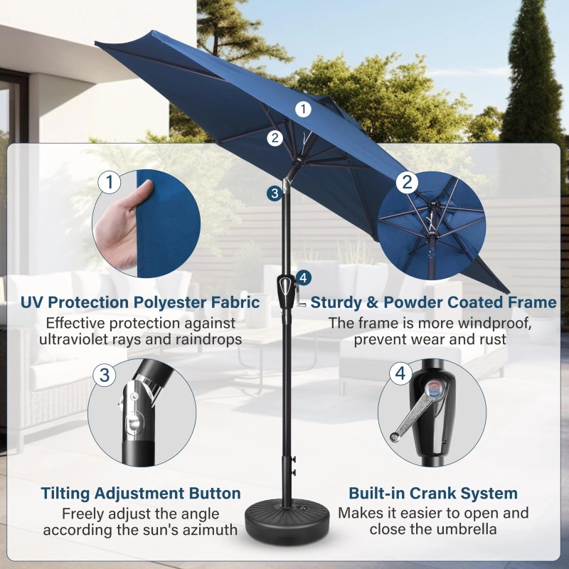 Simple Deluxe 7.5ft Patio Umbrella Outdoor Market Umbrella with Push